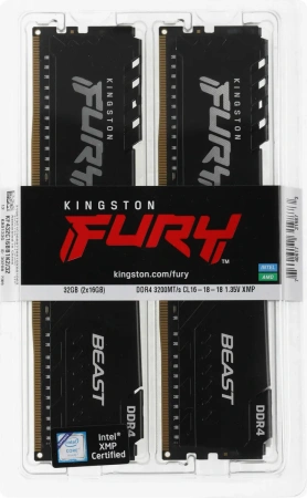 Оперативная память Kingston 2x16GB FURY Beast DDR4 KF432C16BB1K2/32 (3200МГц, XMP)