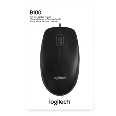 Мышь проводная оптическая Logitech B100, черная
