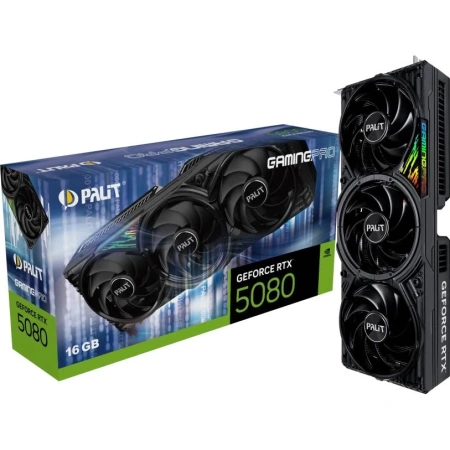 Видеокарта GeForce RTX 5080, 16Gb GDDR7 256bit, Palit GamingPro NE75080019T2-GB2031A, RTL