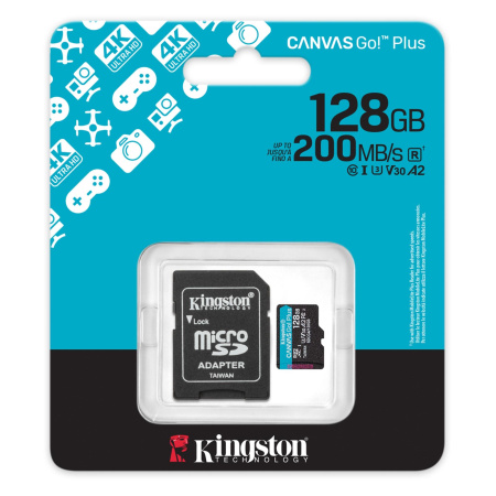 Карта памяти Kingston 128GB Canvas Go! Plus microSDXC SDCG4/128GB (с адаптером)