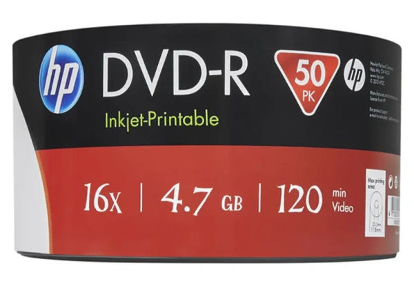Набор дисков DVD-R HP Inkjet-Printable 4.7Gb 16x 69302 (50 шт)