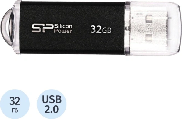 Флешка Silicon-Power Ultima II I-Series USB 2.0 32 Гб SP032GBUF2M01V1K (черный)