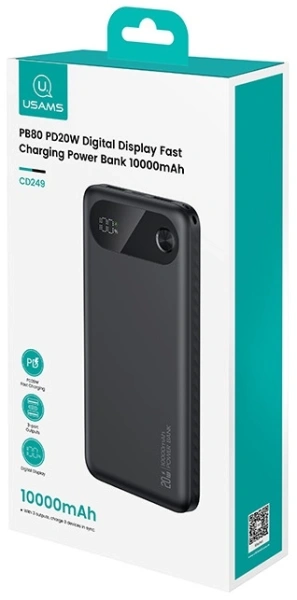 Внешний аккумулятор Usams CD249 PB80 10KCD24901 (черный)