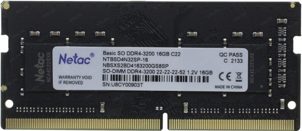 Модуль памяти Netac Basic SO DDR4-3200 16GB C22 NTBSD4N32SP-16