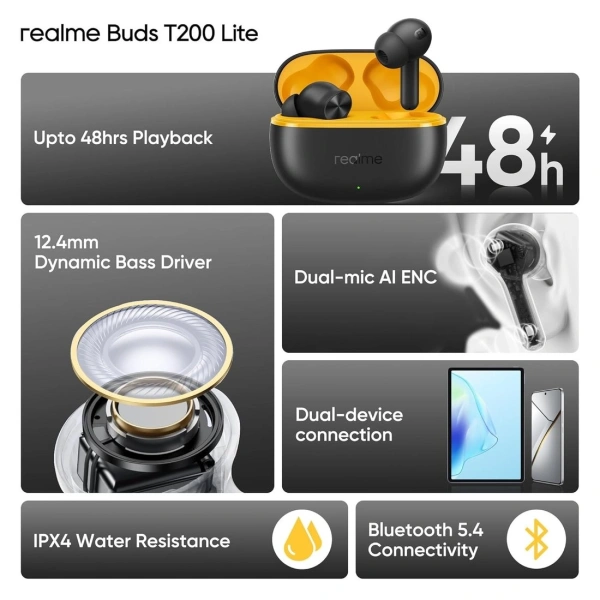 Наушники Realme Buds T200 Lite (черный)