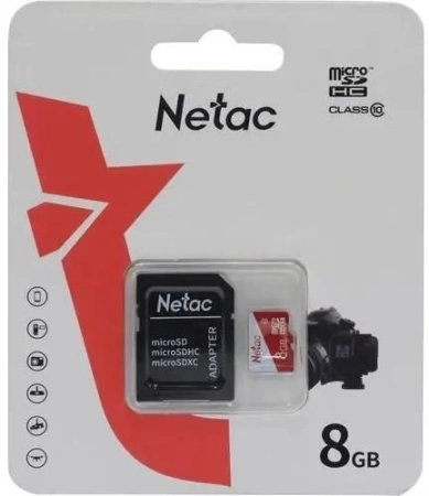 Карта памяти Netac 8GB P500 ECO microSDHC NT02P500ECO-008G-R (с адаптером)