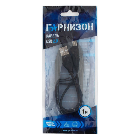 Кабель USB Type-A - Type-B Гарнизон GCC-USB2-AMBM-1M (USB 2.0, 1м, черный)