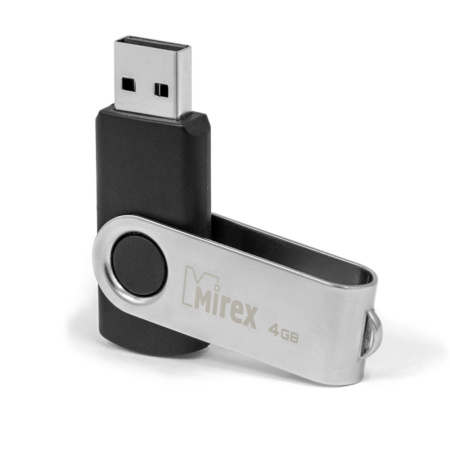 Флешка 4GB USB Flash Mirex SWIVEL RUBBER (Черный) 13600-FMURUS04