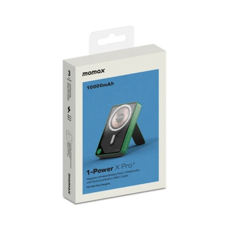 Портативное зарядное устройство Momax 1-Power X Pro+ Magnetic IP132 10000mAh (Type-C, 20W, зеленый)