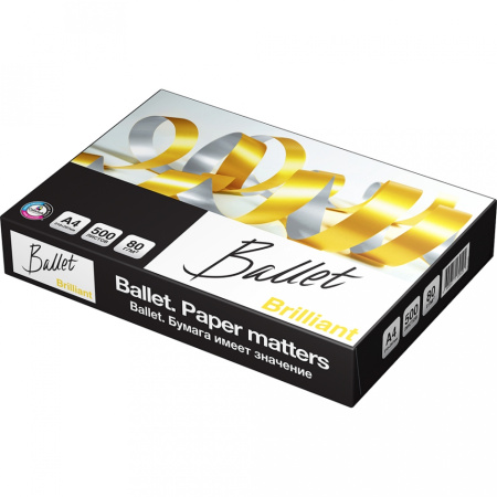 Бумага Ballet Brilliant A4, 500л, класс А+ (5 пачек в коробке)