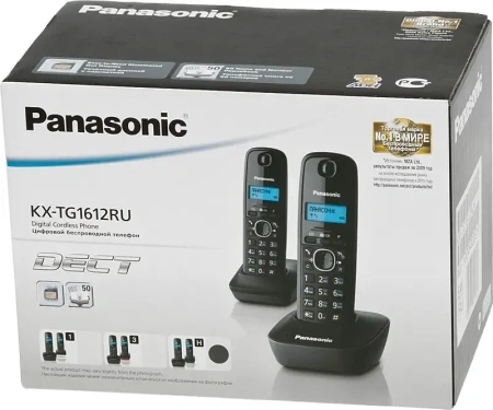 Радиотелефон Panasonic KX-TG1612RUH (база + 2 трубки, цвет серый)