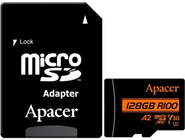 Карта памяти Apacer 128GB microSDXC AP128GMCSX10U8-R (с адаптером)