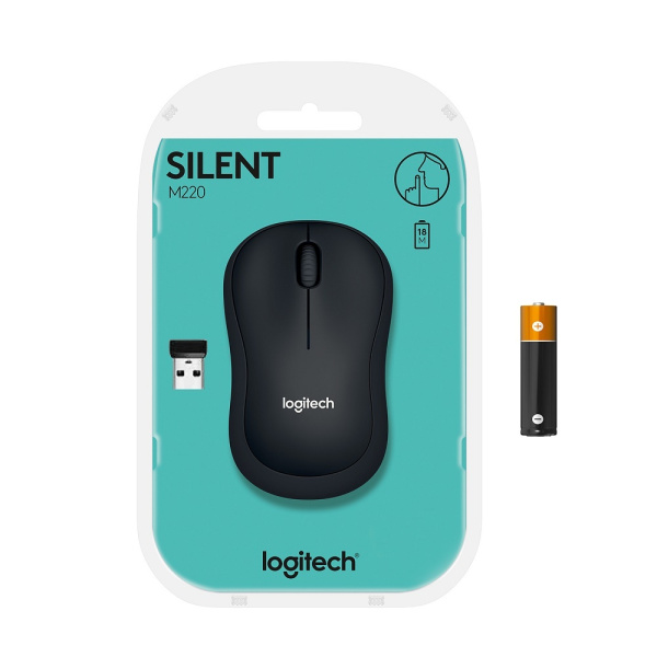 Мышь беспроводная Logitech M220 Silent, темно-серая