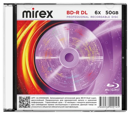 Диск BD-R Mirex Dual Layer 50Gb 6х (1 шт, двухслойный)